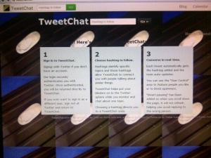 This is what you'll see when you first log in to tweetchat.com - type the hashtag into the box