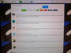 This is what a tweet chat looks like in tweetchat.com (though it will have your Twitter background)
